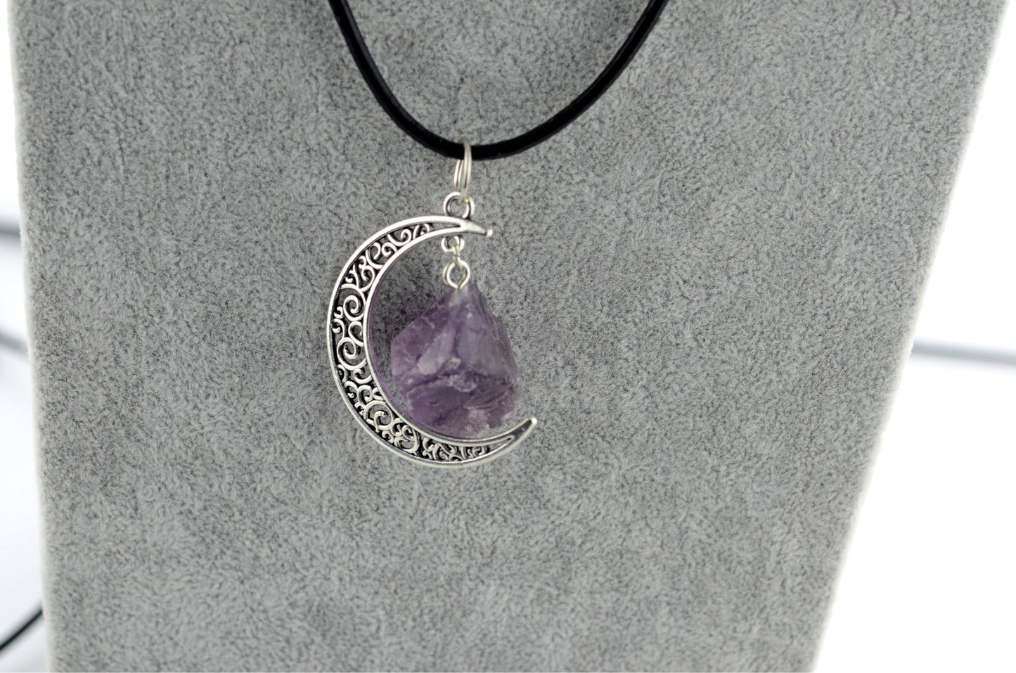 Gothic Rough Crystal Antique Moon Pendants for Necklace