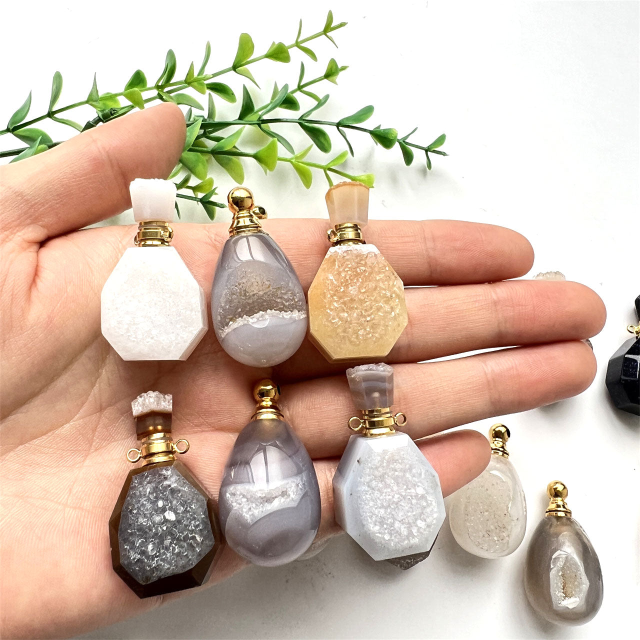 Agate Cluster Crystal Perfume Bottle Pendants