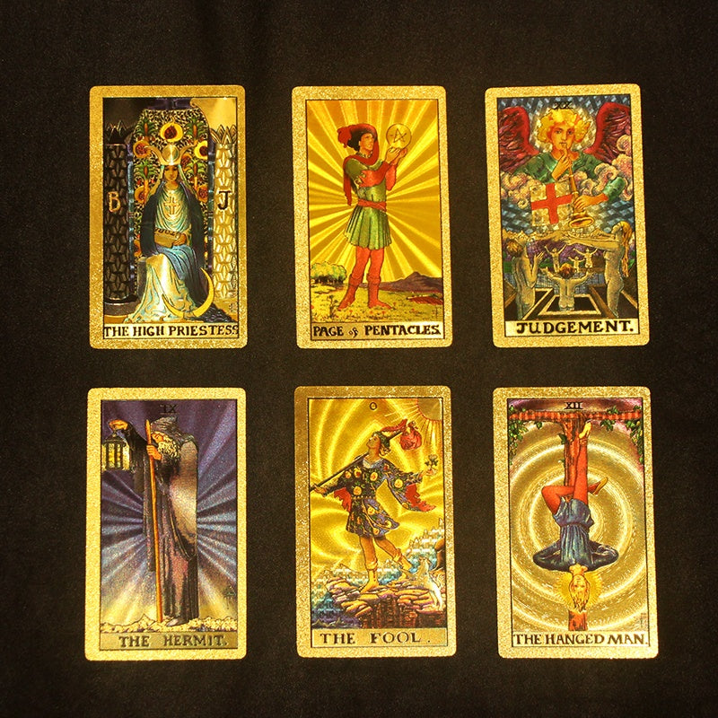 7 Metaphysics Golden Color Tarot Card Set with Guidebooks