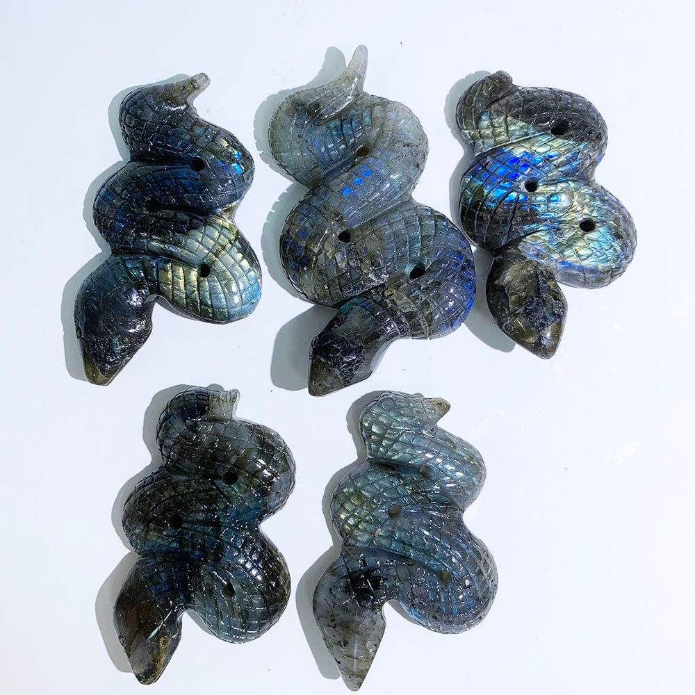 Labradorite Snake Carvings