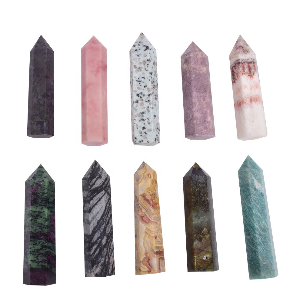 Mixed Material Gemstone Point Wands Towers Obelisk