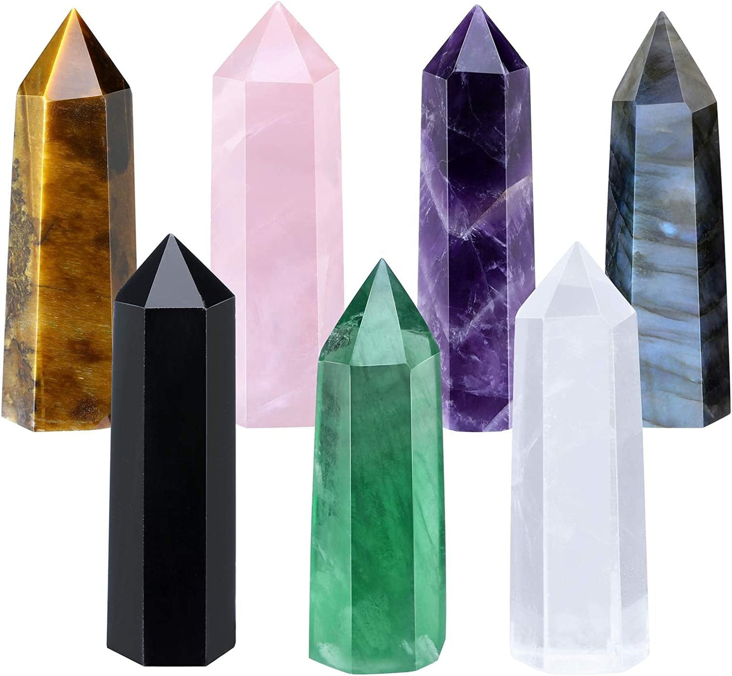 Mixed Material Gemstone Point Wands Towers Obelisk