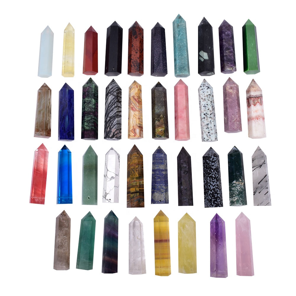 Mixed Material Gemstone Point Wands Towers Obelisk