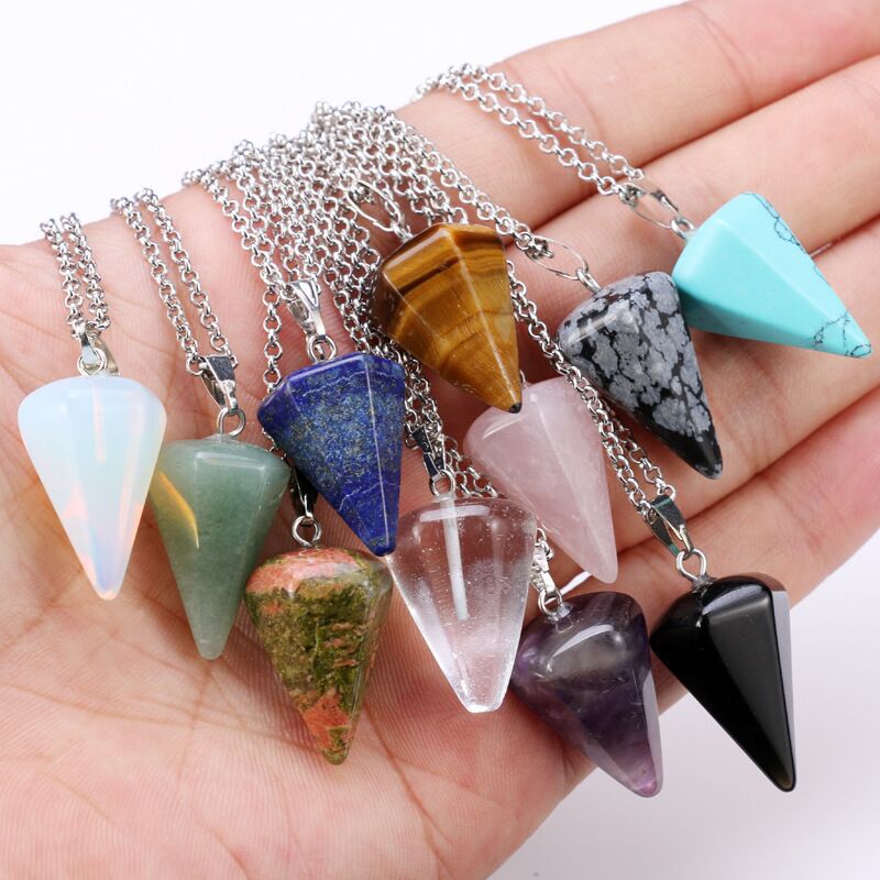 Crystal Pyramid Drop Pendants