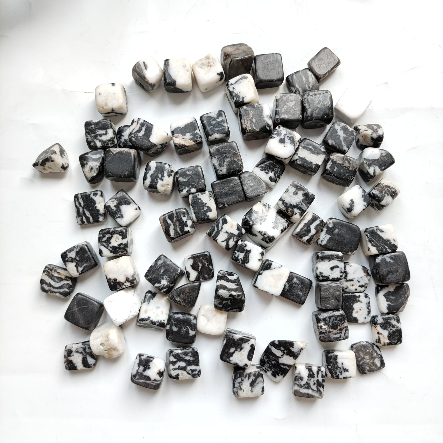 Black and White Zebra Jasper Cube Tumble Stones