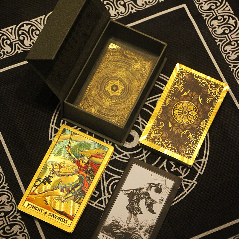 7 Metaphysics Golden Color Tarot Card Set with Guidebooks