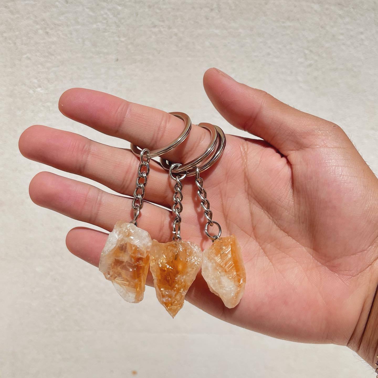 Rough Crystal Wand Pendant Keychains