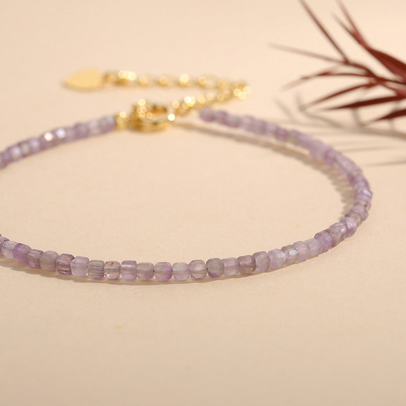 Amethyst Cube Shape 2.5mm Bracelets