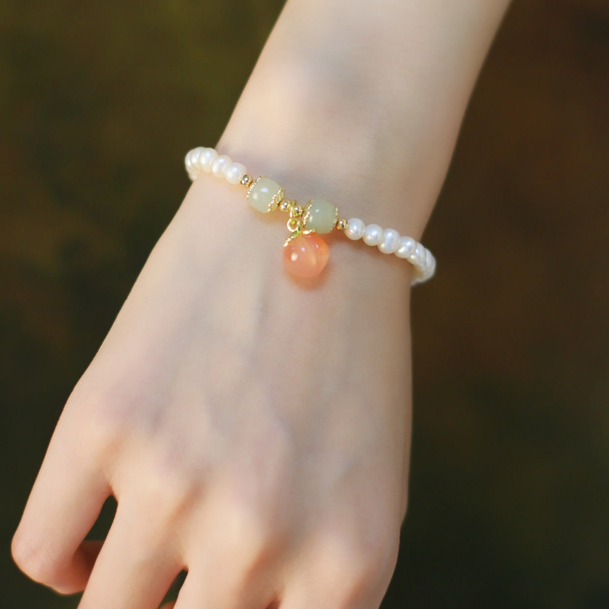 Natural Real Pearls South Red Agate Jade 6mm Bead Bracelets