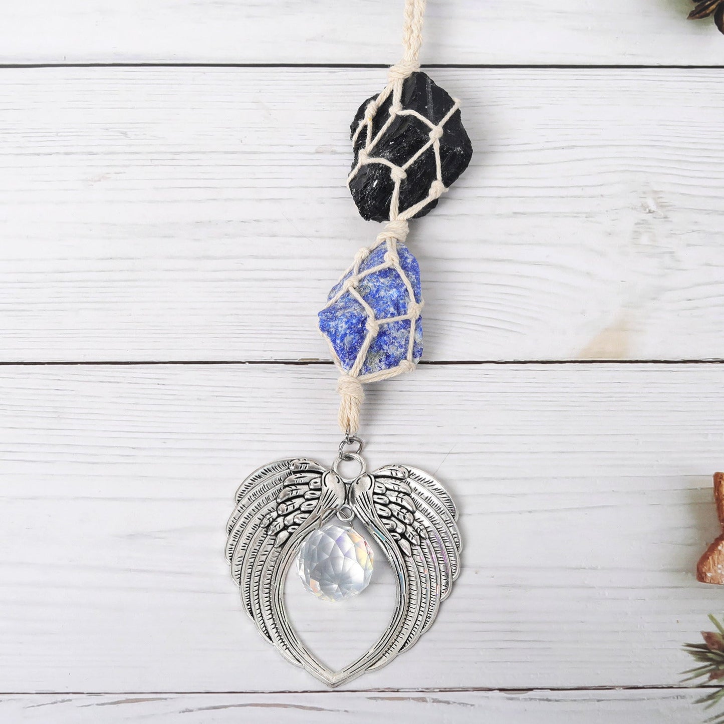 Cotton Wire Raw Stone Wrapping Suncatcher Ornaments