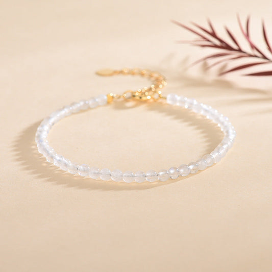 Natural Blue Moonstone 3mm Bead Facet Bracelets