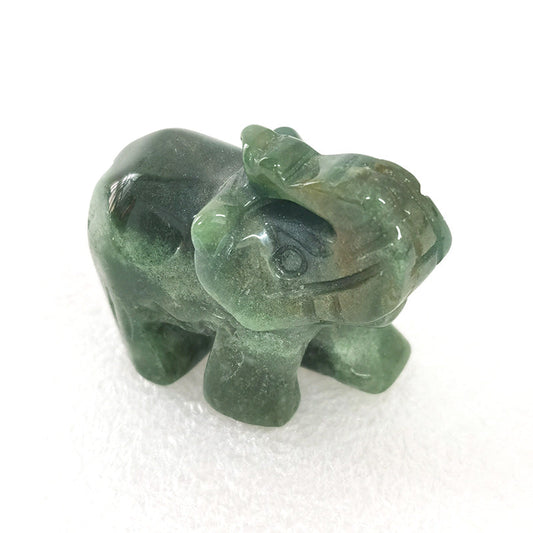 Moss Agate Elephant 1.5 Inch
