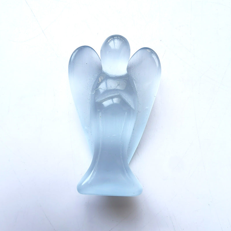 White Cat Eye Stone Angel 3 Inch
