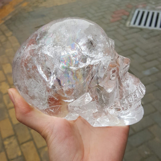 High Transparency Clear Quartz Skulls with Rainbow