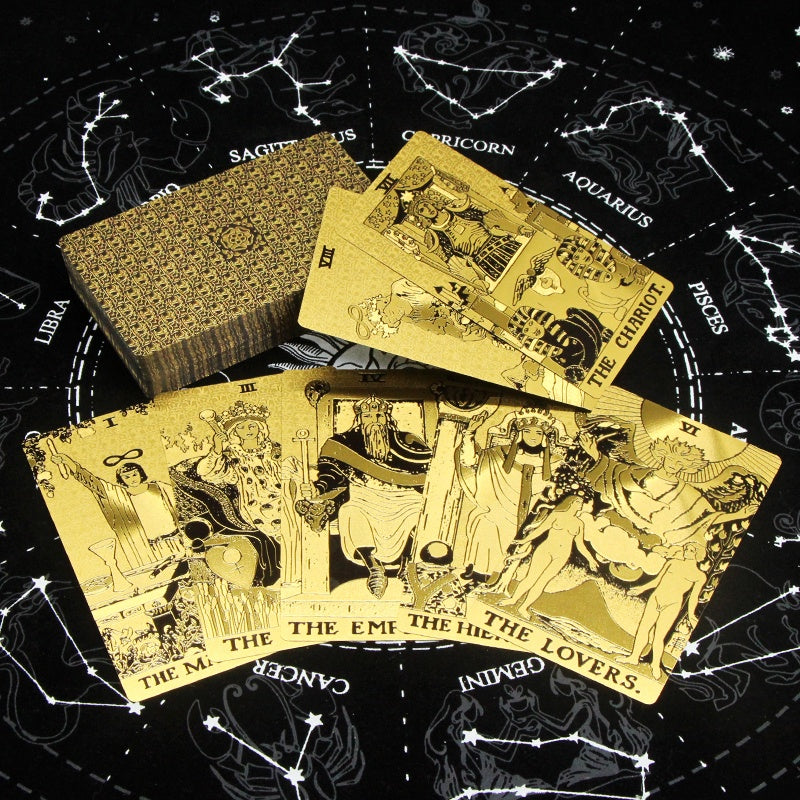 4 Metaphysics Golden Color Tarot Cards Set with Guidebooks