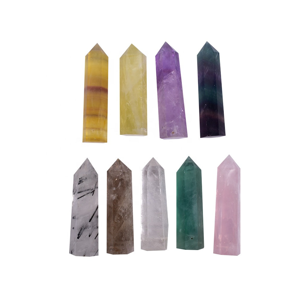 Mixed Material Gemstone Point Wands Towers Obelisk