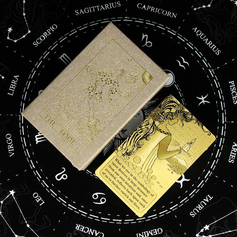 4 Metaphysics Golden Color Tarot Cards Set with Guidebooks