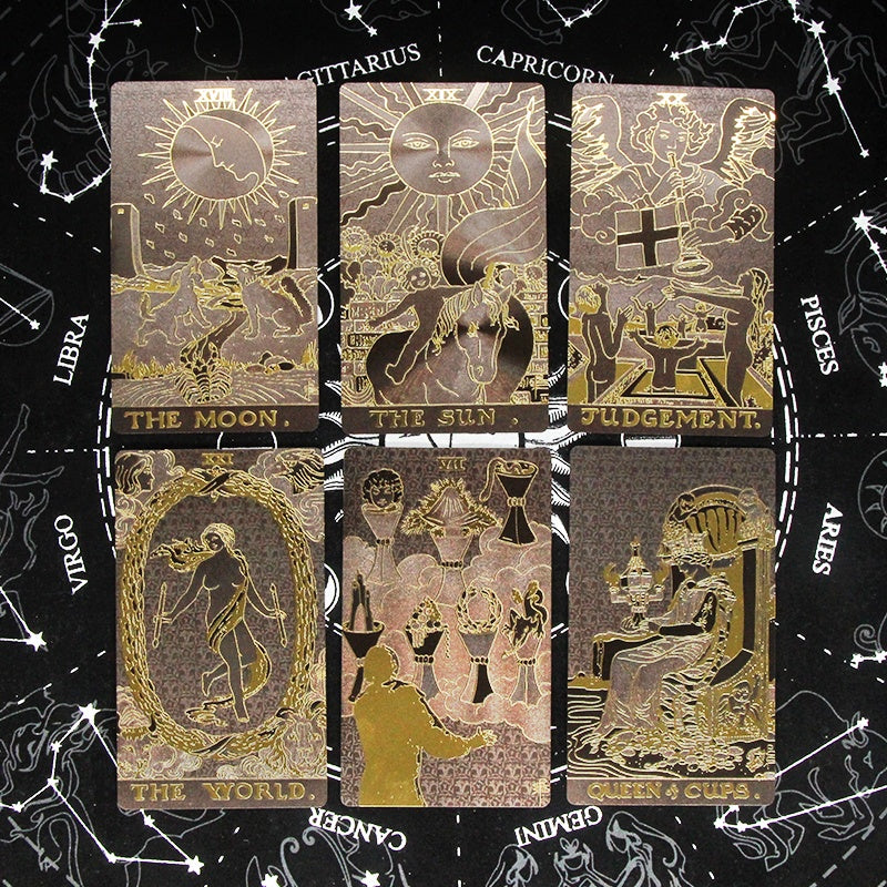 4 Metaphysics Golden Color Tarot Cards Set with Guidebooks