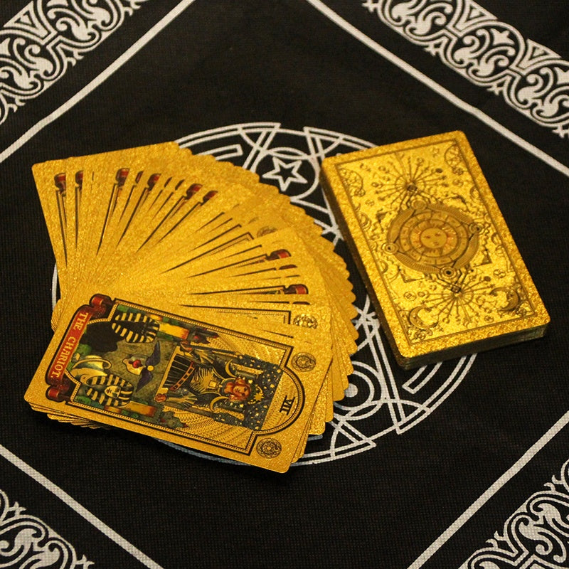 7 Metaphysics Golden Color Tarot Card Set with Guidebooks