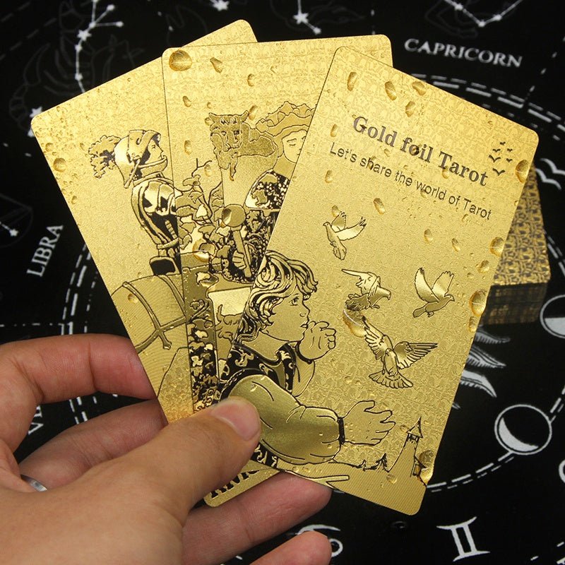 4 Metaphysics Golden Color Tarot Cards Set with Guidebooks