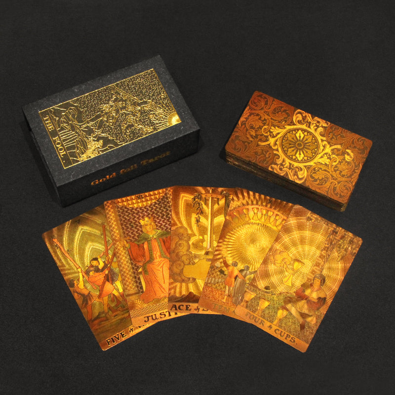 7 Metaphysics Golden Color Tarot Card Set with Guidebooks