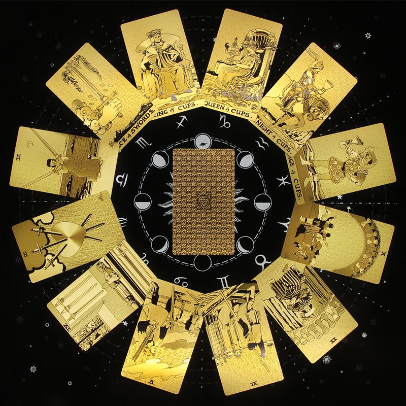 4 Metaphysics Golden Color Tarot Cards Set with Guidebooks