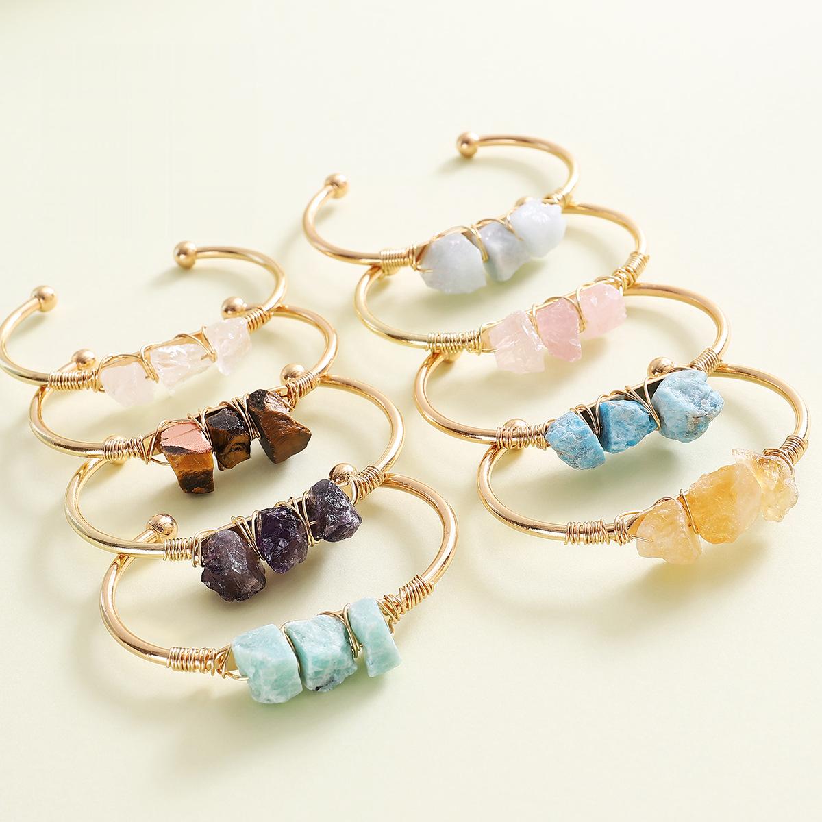Rough Crystal Tripe Pieces Cooper Bracelets