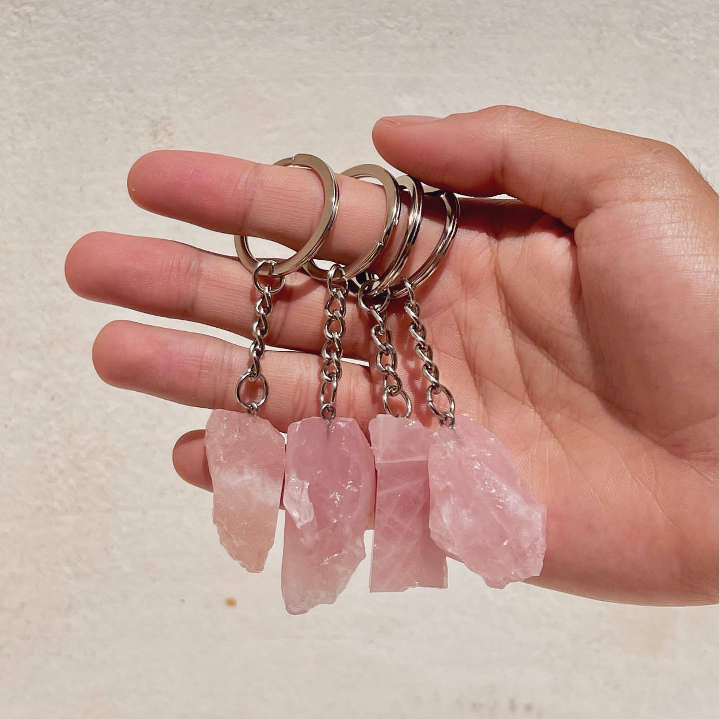 Rough Crystal Wand Pendant Keychains