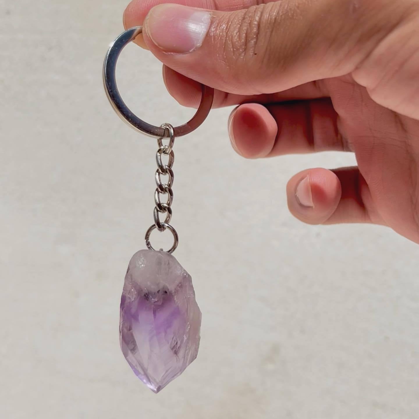 Rough Crystal Wand Pendant Keychains