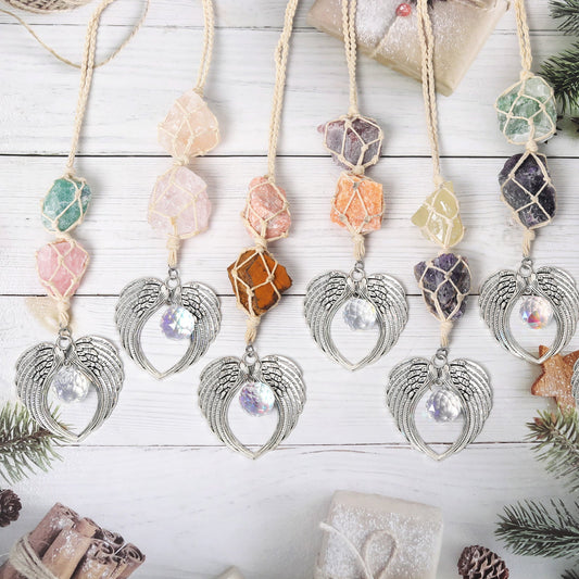 Cotton Wire Raw Stone Wrapping Suncatcher Ornaments