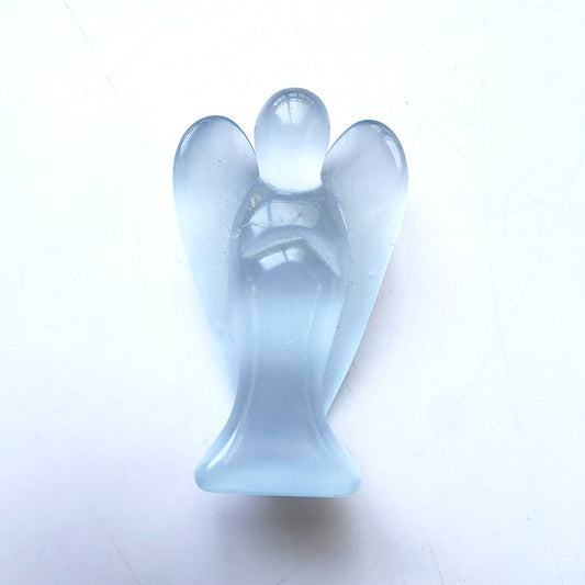 White Cat Eye Stone Angel 3 Inch